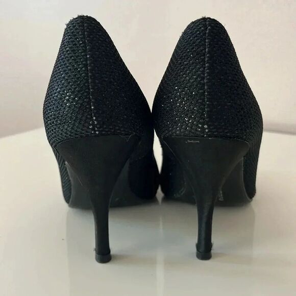 Chinese Laundry Black Nightlight Pump Sz 7.5 Shimmer Party Heel Sparkle Holiday - Picture 3 of 7